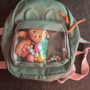 Green Mini BookBag With Small Bear